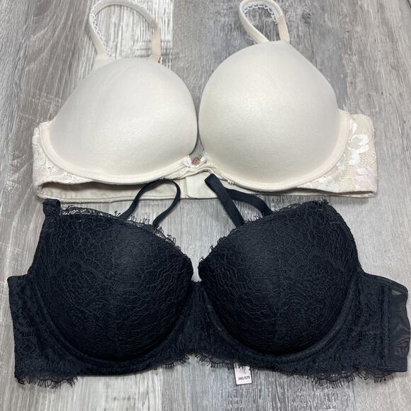 Victoria Secret Bras Lot Dream Angels Black Lace & Push Up Nude Size 34C Lot - Picture 1 of 11